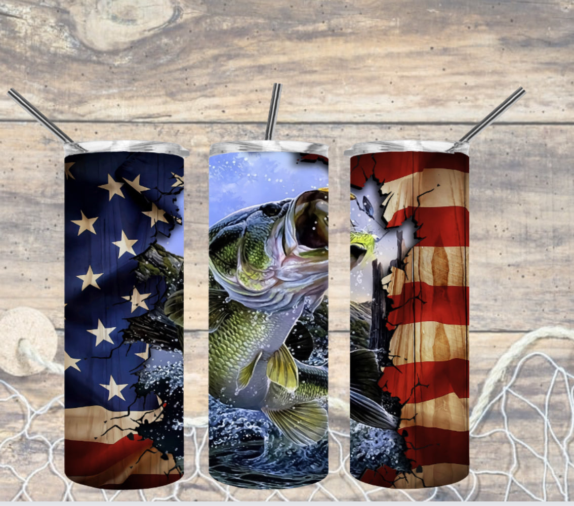 American flag fishing tumbler