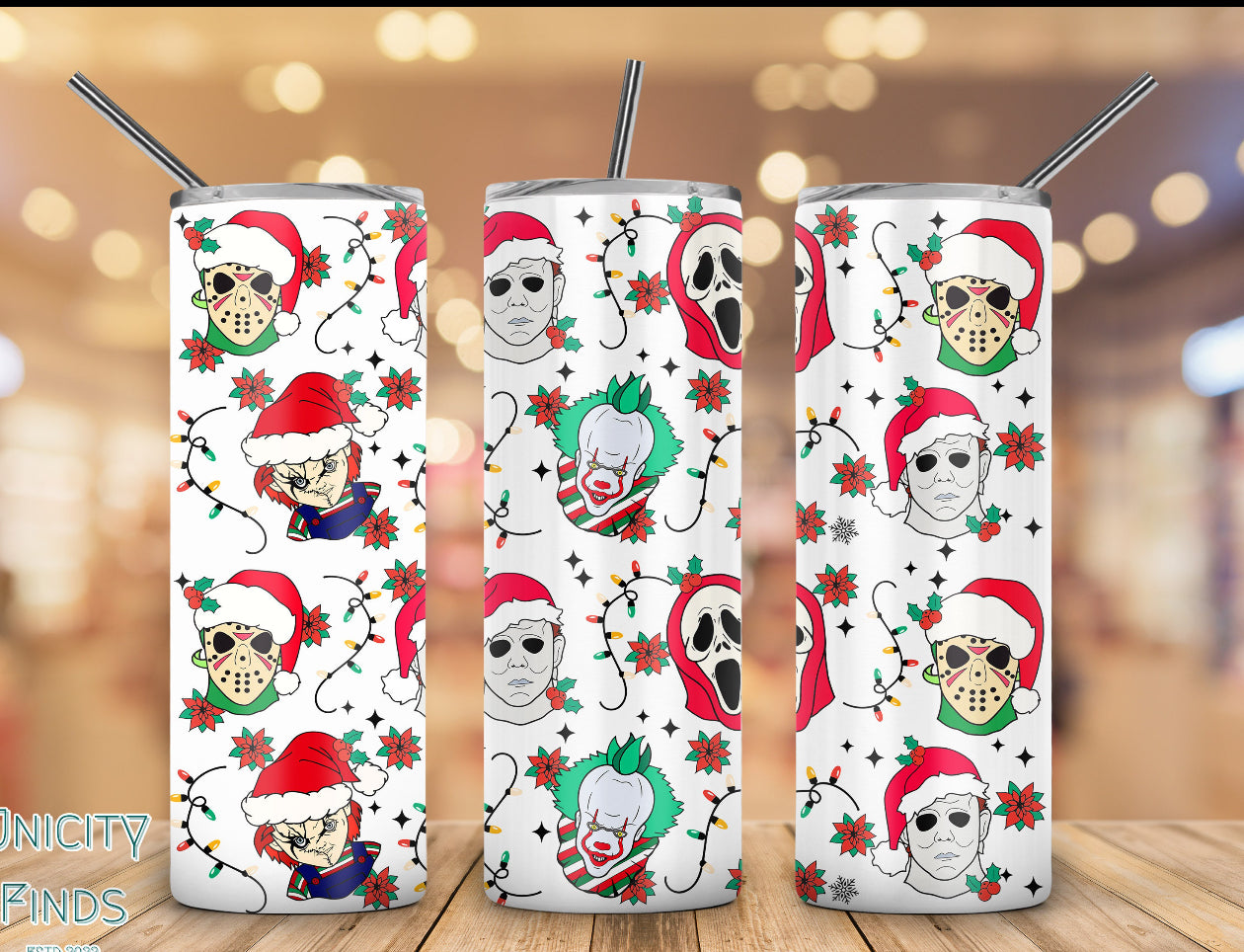 Scary horror Christmas tumbler