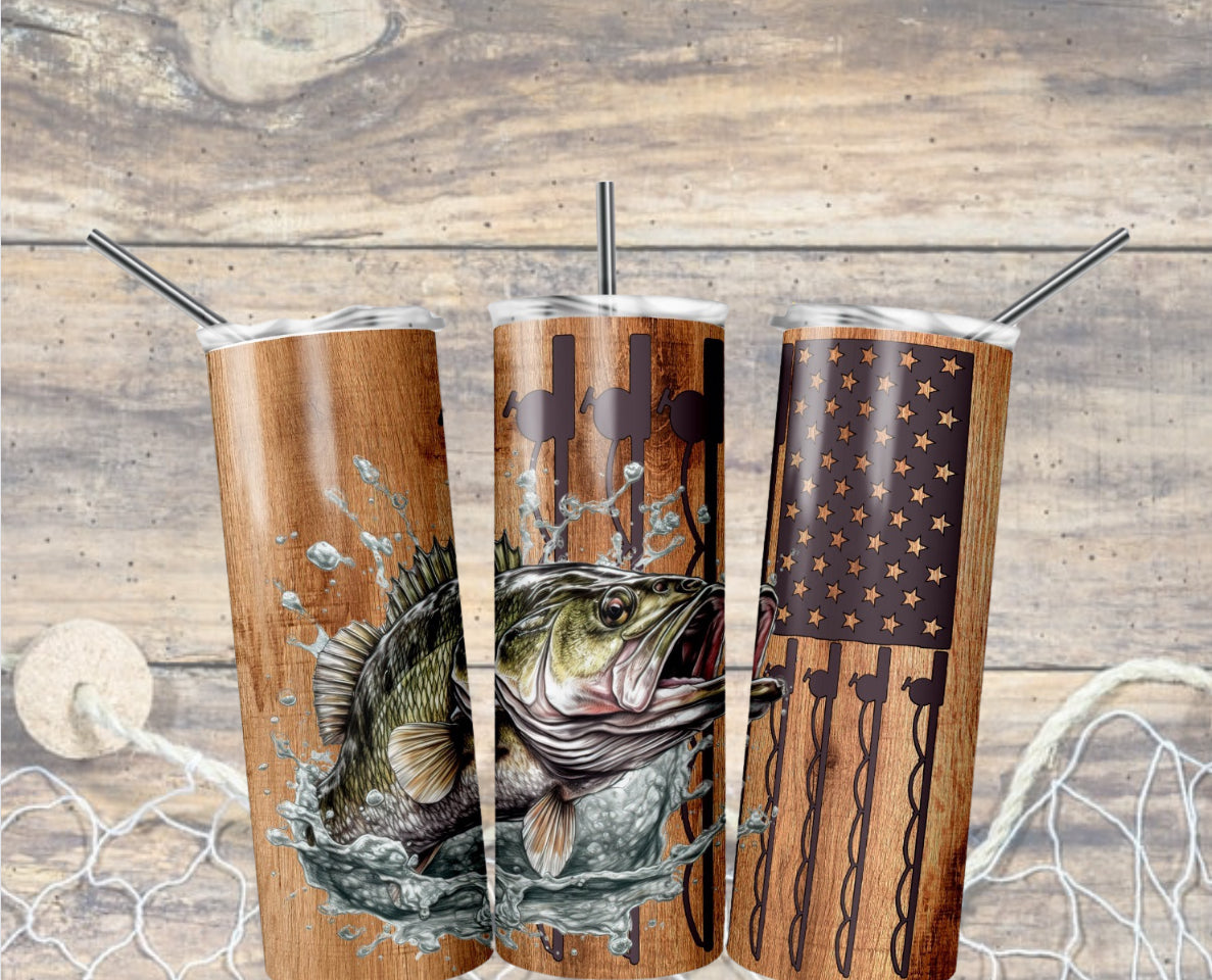 Patriotic Fishing tumbler