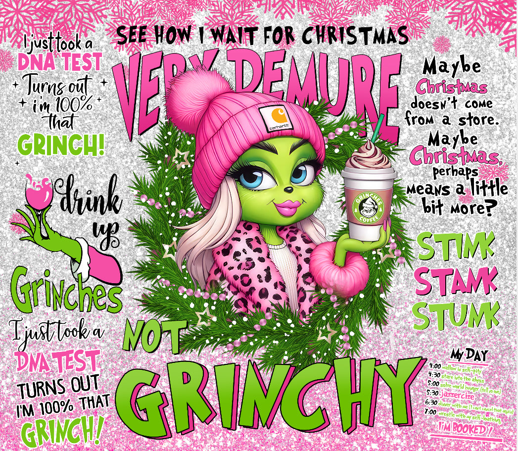 Very Demure, Not Grinchy 20 oz stainless steel tumbler